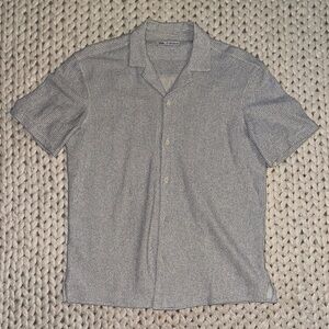 Zara Men's Black and White Striped Button Down Shirt